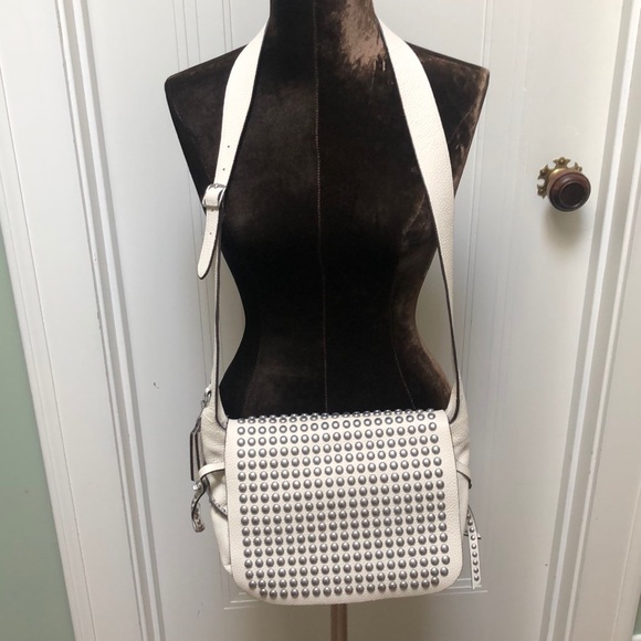 Coach Handbags - Coach Dakota Rivets Flap Top Chalk Leather Bag